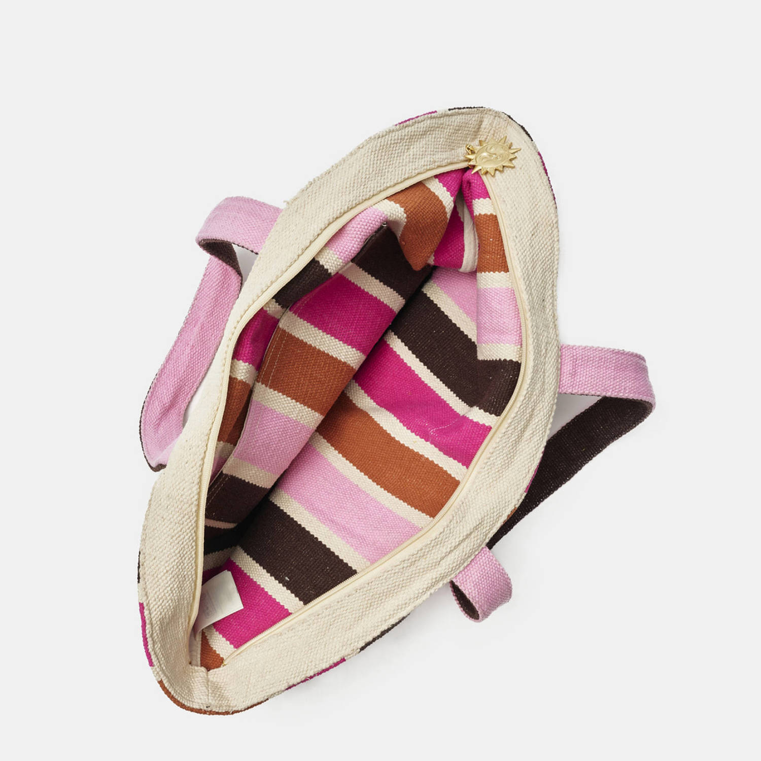 Fabienne Chapot gestreepte shopper River Bag roze bruin