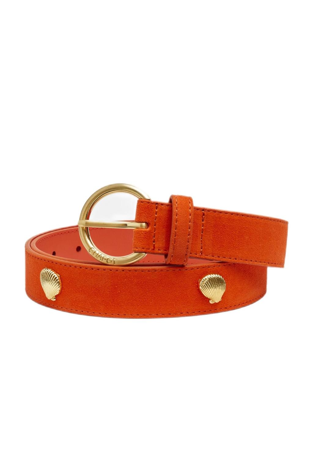 Fabienne Chapot leren riem Studded Shell Belt oranje