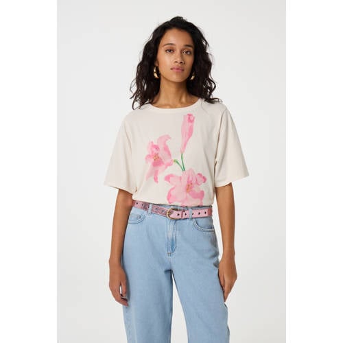 Fabienne Chapot metallic leren riem Cut it Out Heart roze afbeelding