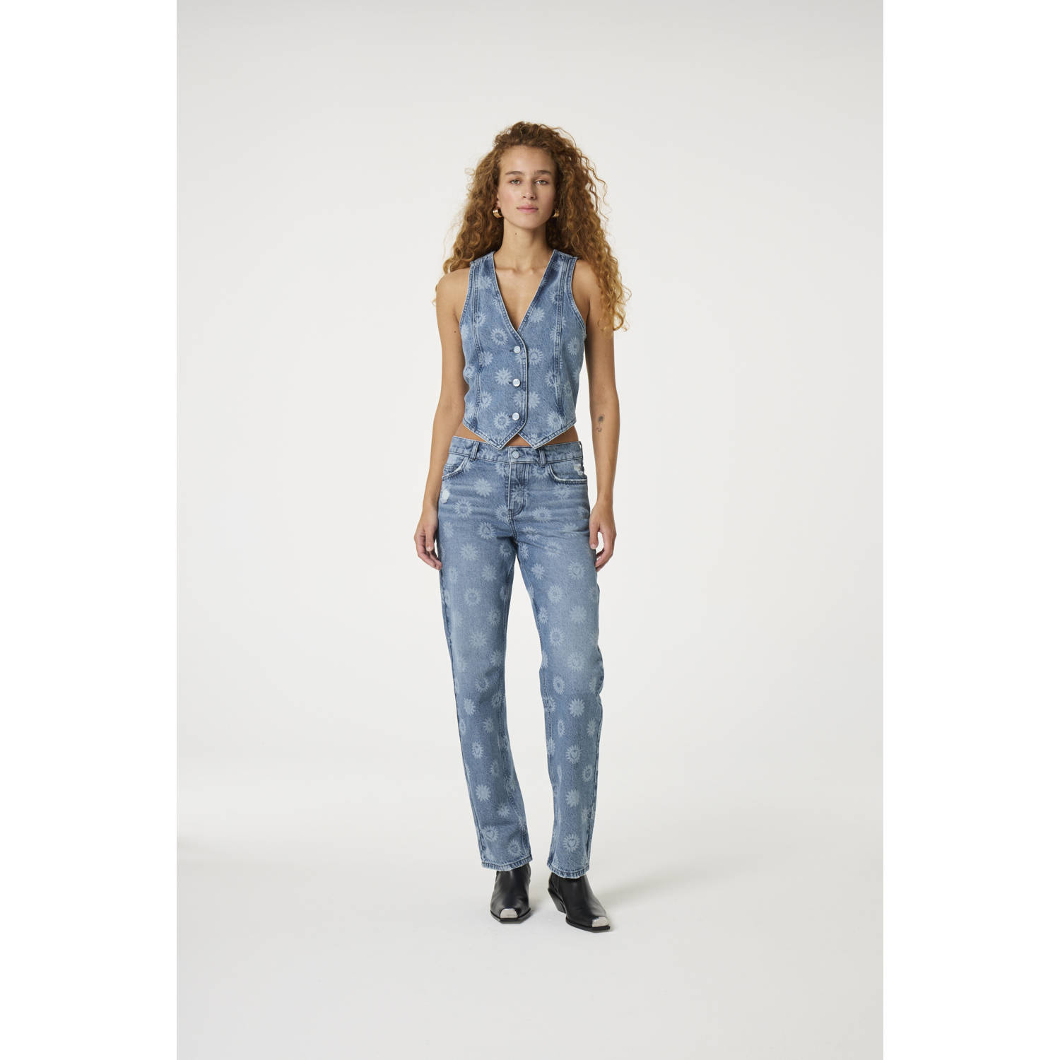 Fabienne Chapot regular waist slim fit jeans medium blue denim