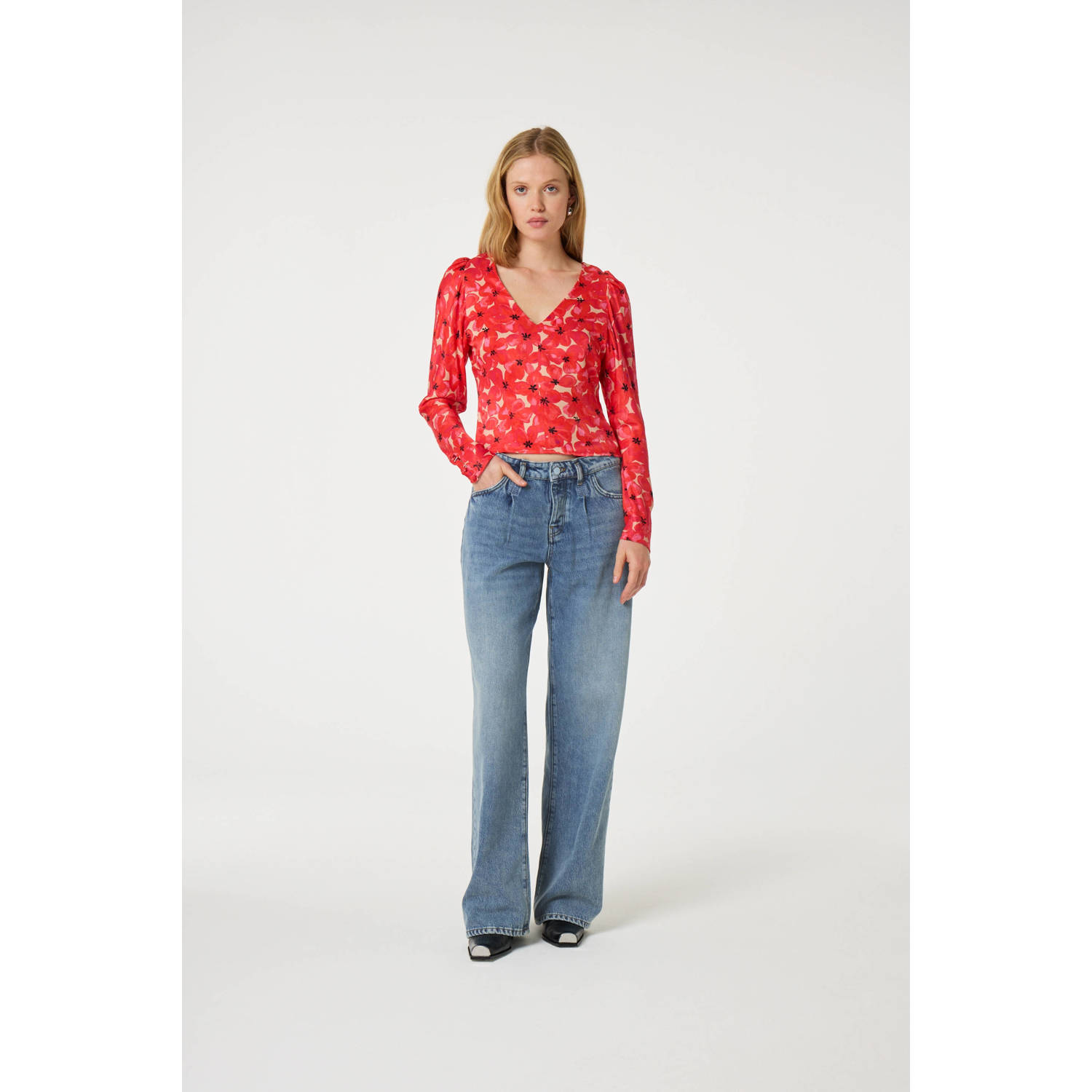 Fabienne Chapot wide leg jeans medium blue denim