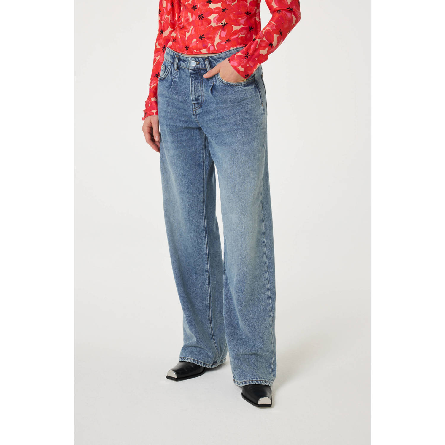 Fabienne Chapot wide leg jeans medium blue denim