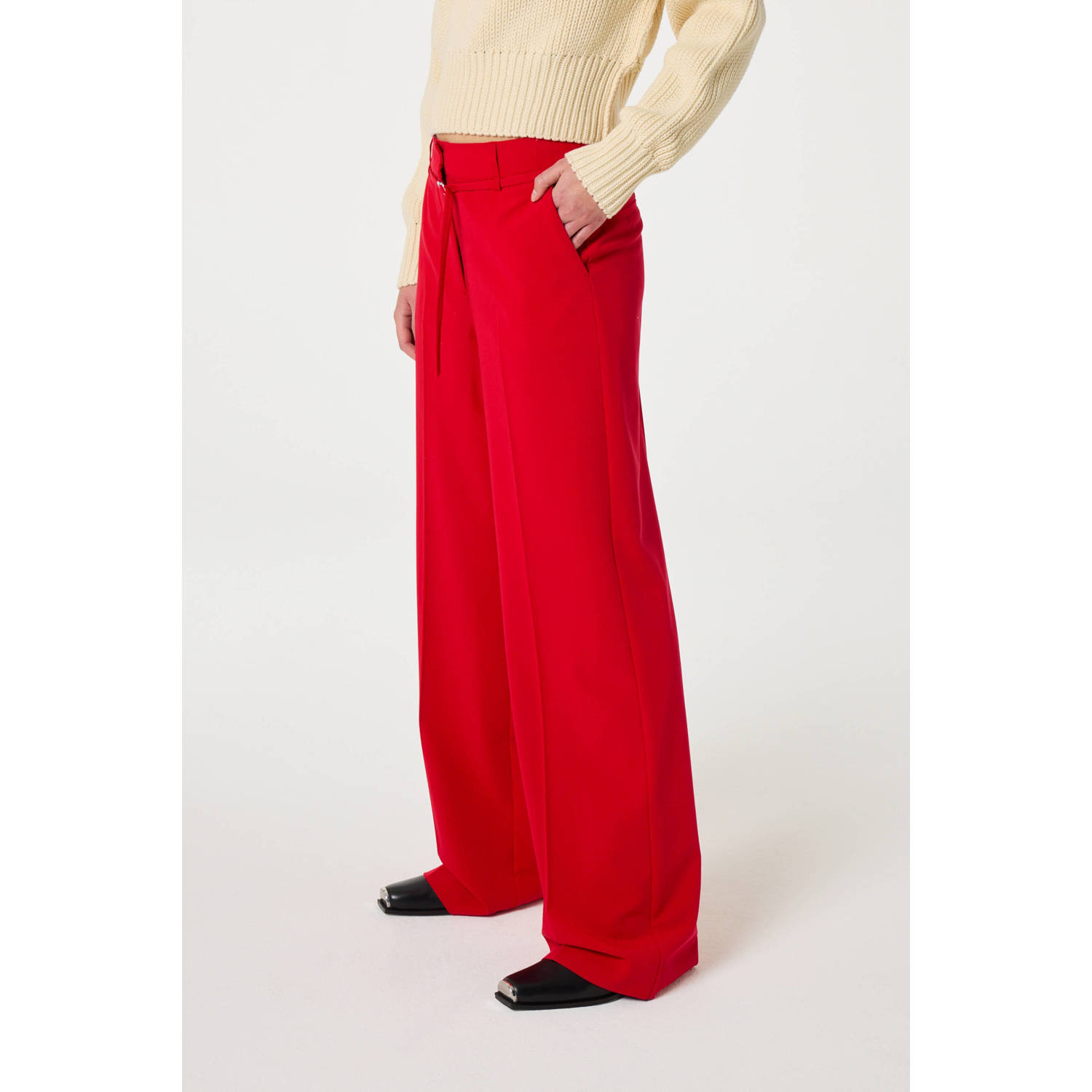 Fabienne Chapot wide leg regular waist pantalon rood