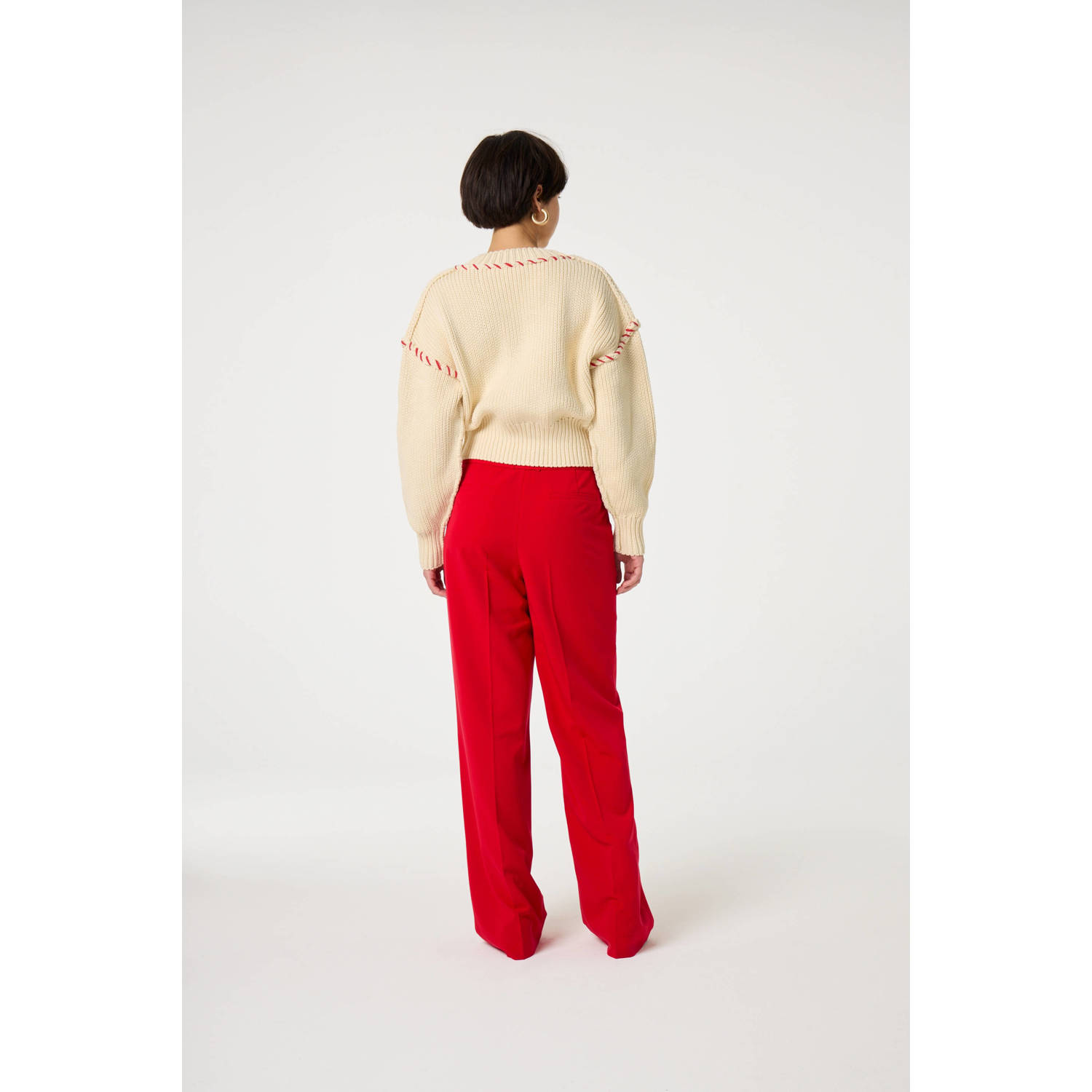 Fabienne Chapot wide leg regular waist pantalon rood