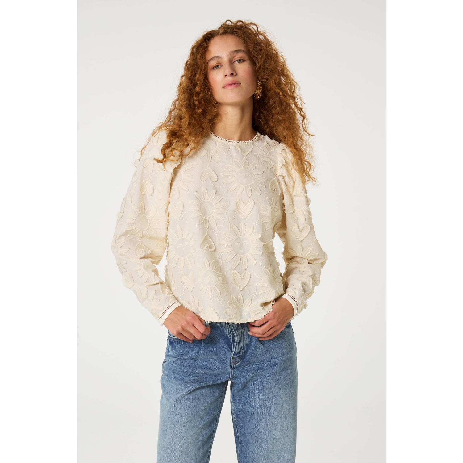 Fabienne Chapot blousetop antiek cremewit broderie