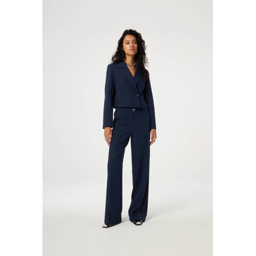Fabienne Chapot wide leg regular waist pantalon donkerblauw afbeelding