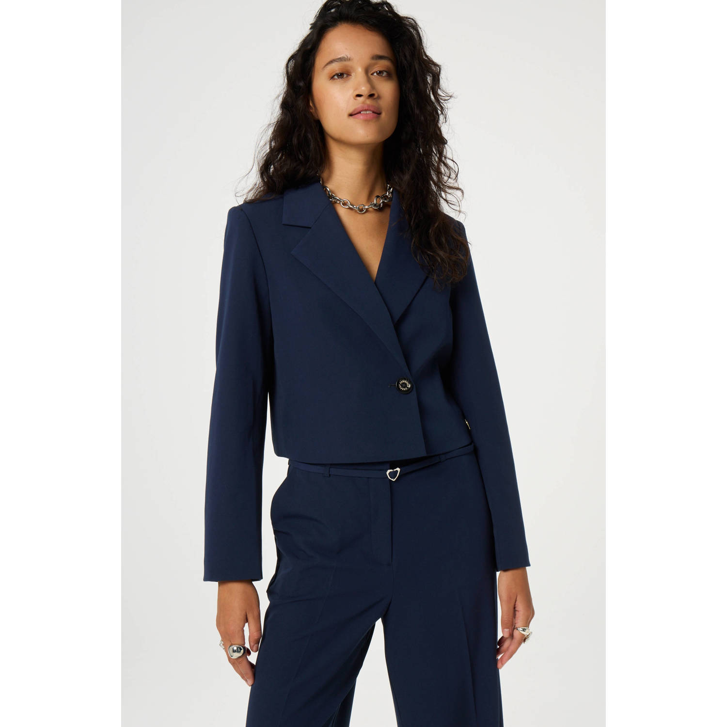 Fabienne Chapot cropped blazer donkerblauw