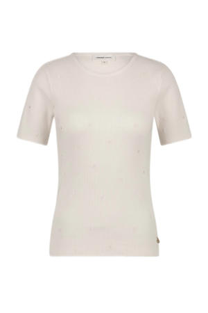 T-shirt wit rib gebreid