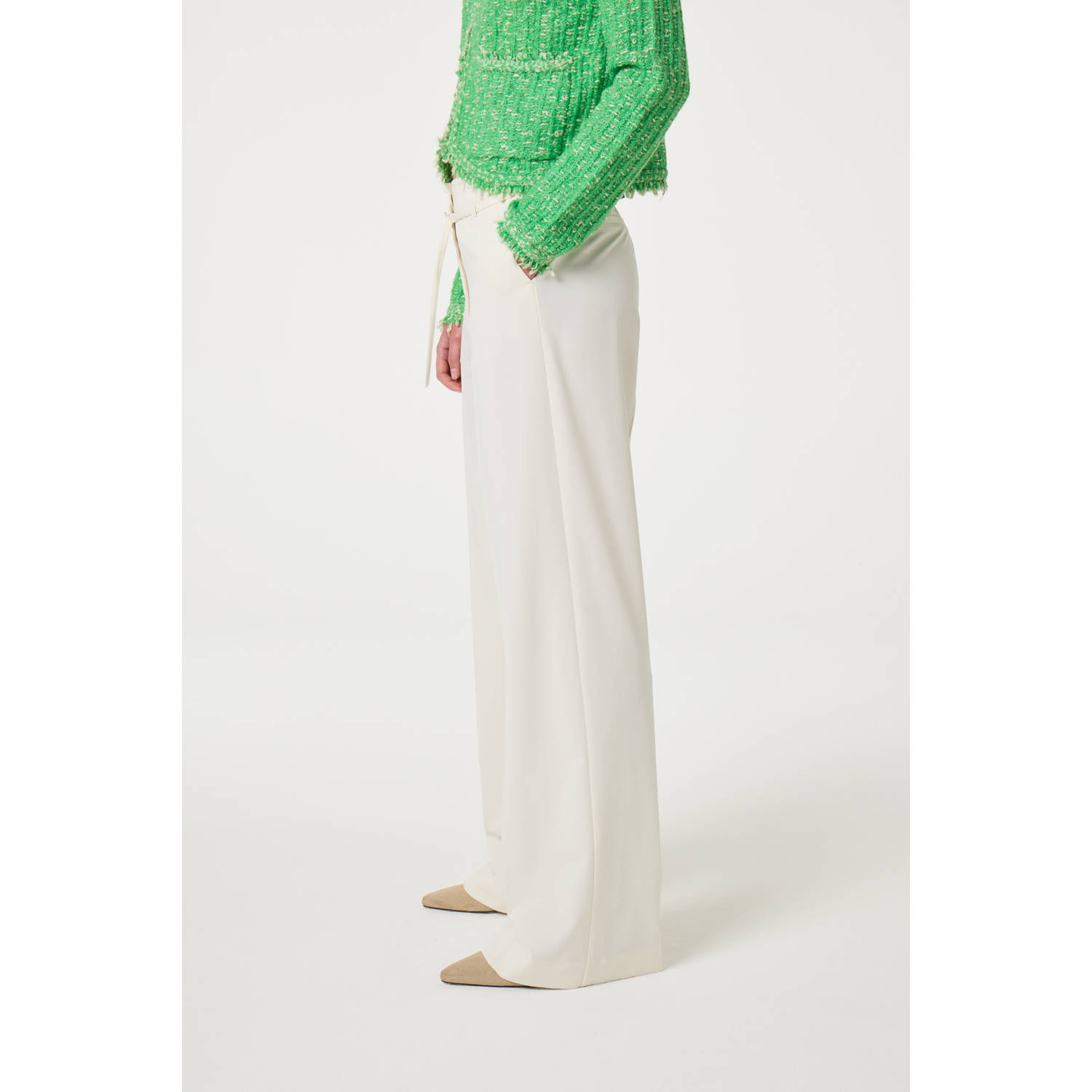 Fabienne Chapot wide leg regular waist pantalon crème