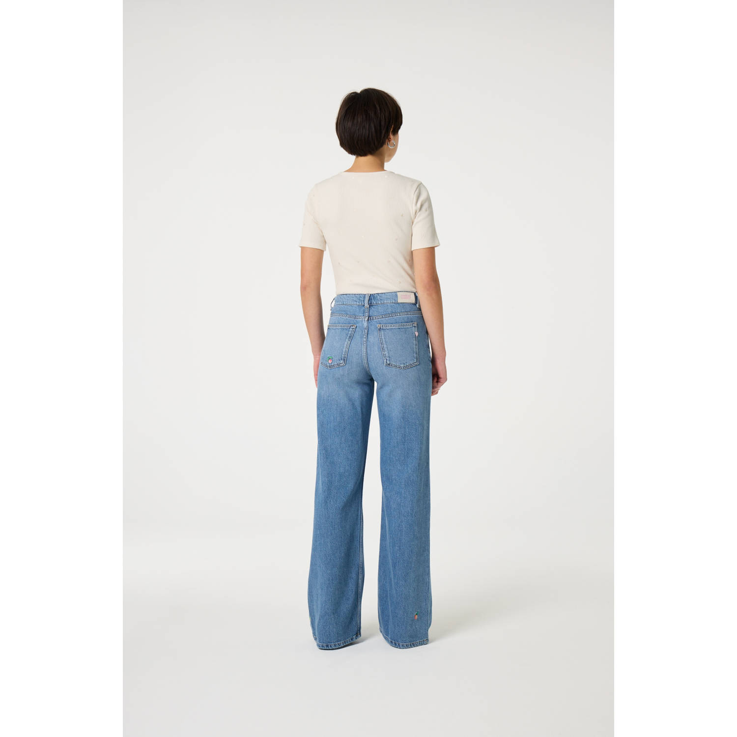 Fabienne Chapot high waist wide leg jeans medium blue denim