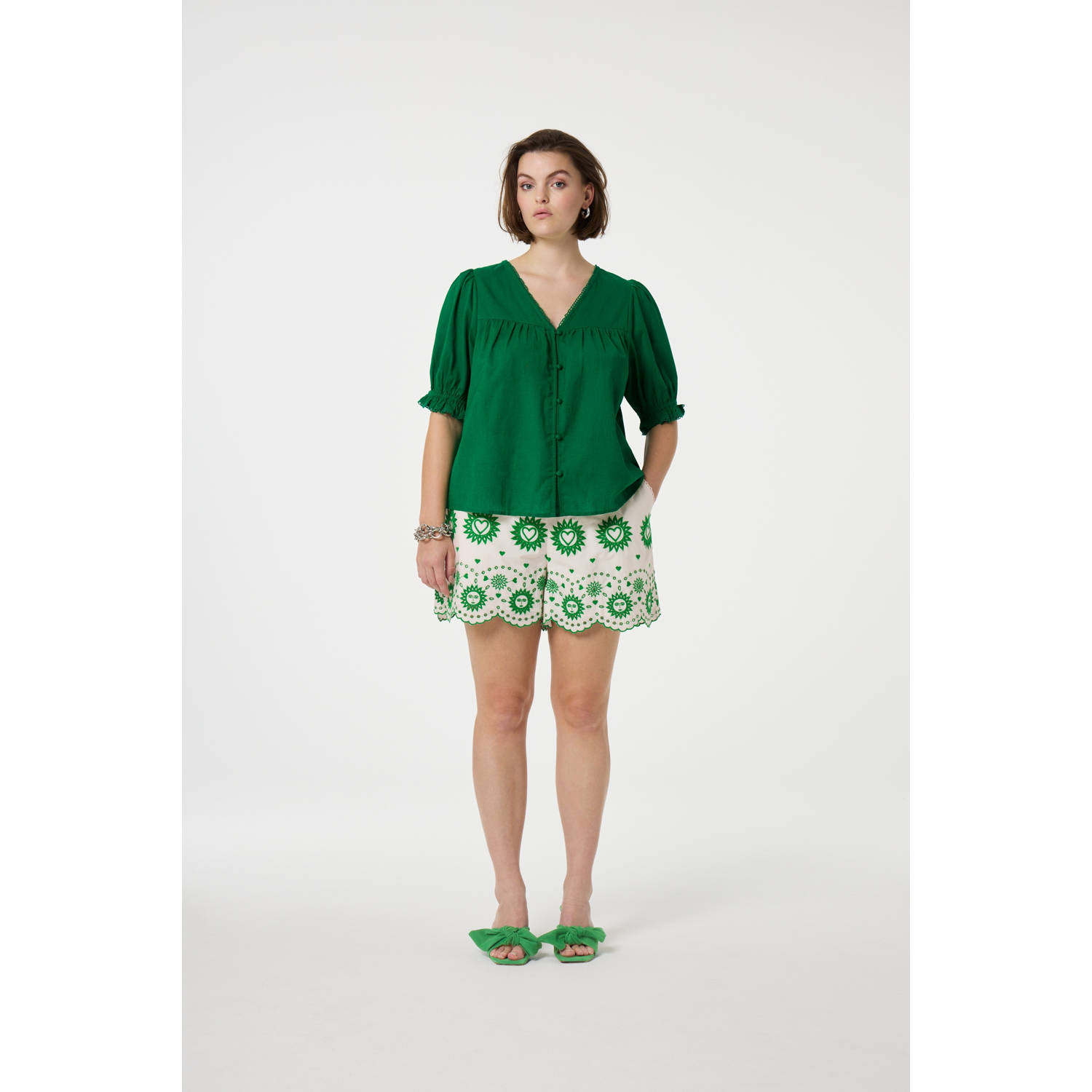 Fabienne Chapot blouse groen broderie