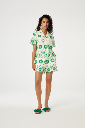 regular waist casual short wit broderie