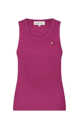 mouwloze top roze rib gebreid