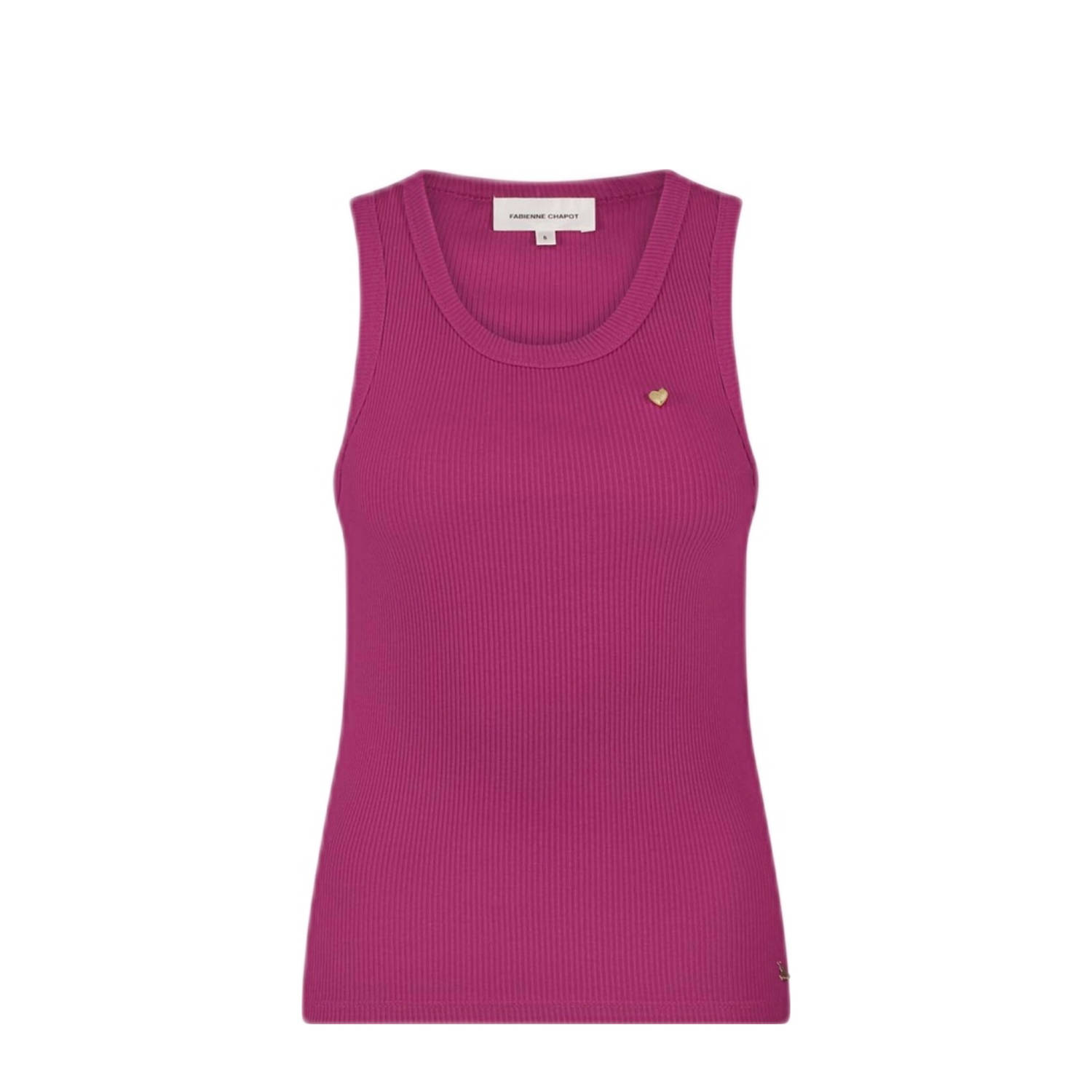 Fabienne Chapot mouwloze top roze rib gebreid