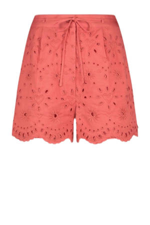 relaxed high waist casual short roze broderie