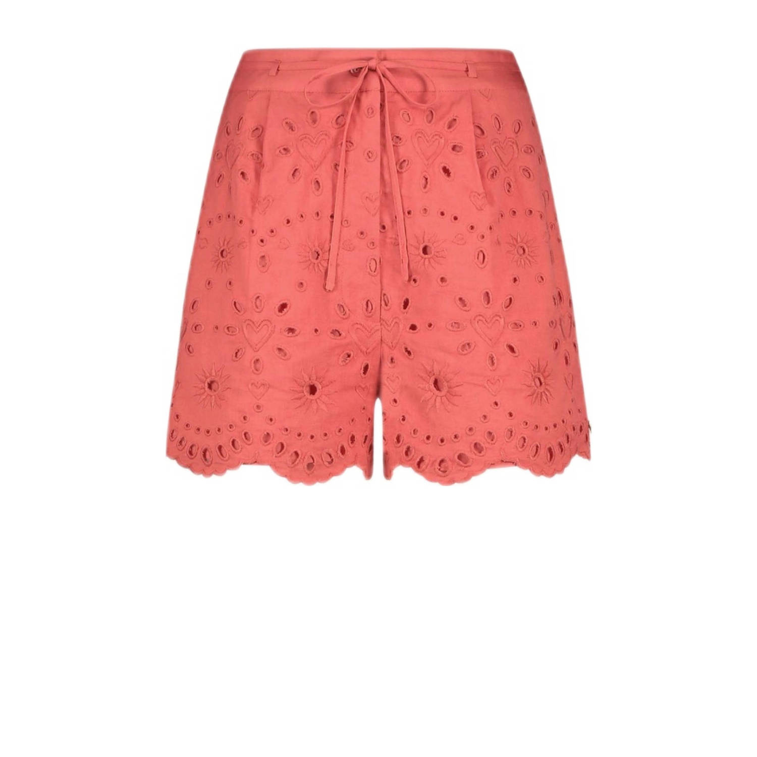 Fabienne Chapot relaxed high waist casual short roze broderie