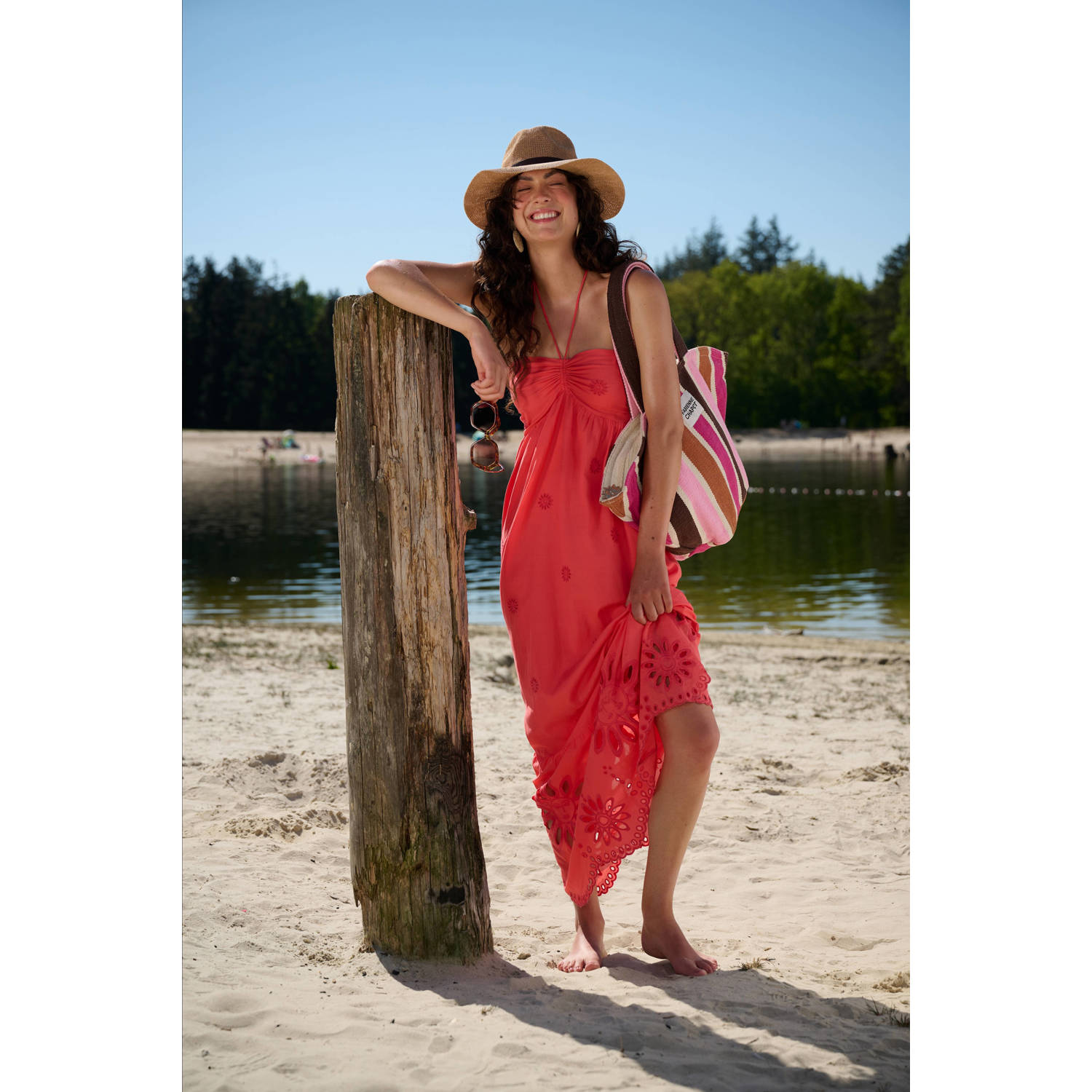 Fabienne Chapot maxi jurk broderie roze