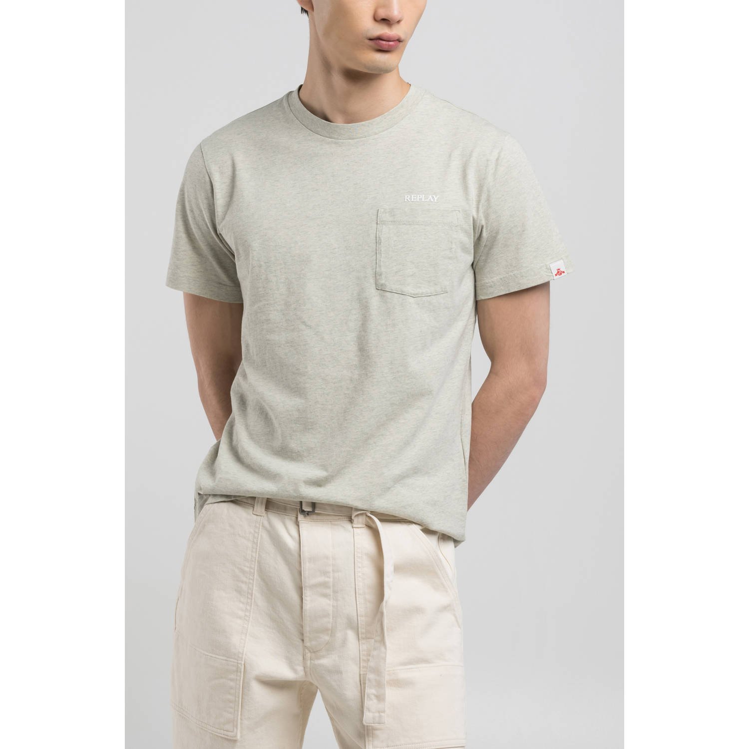 REPLAY T-shirt grijsgroen