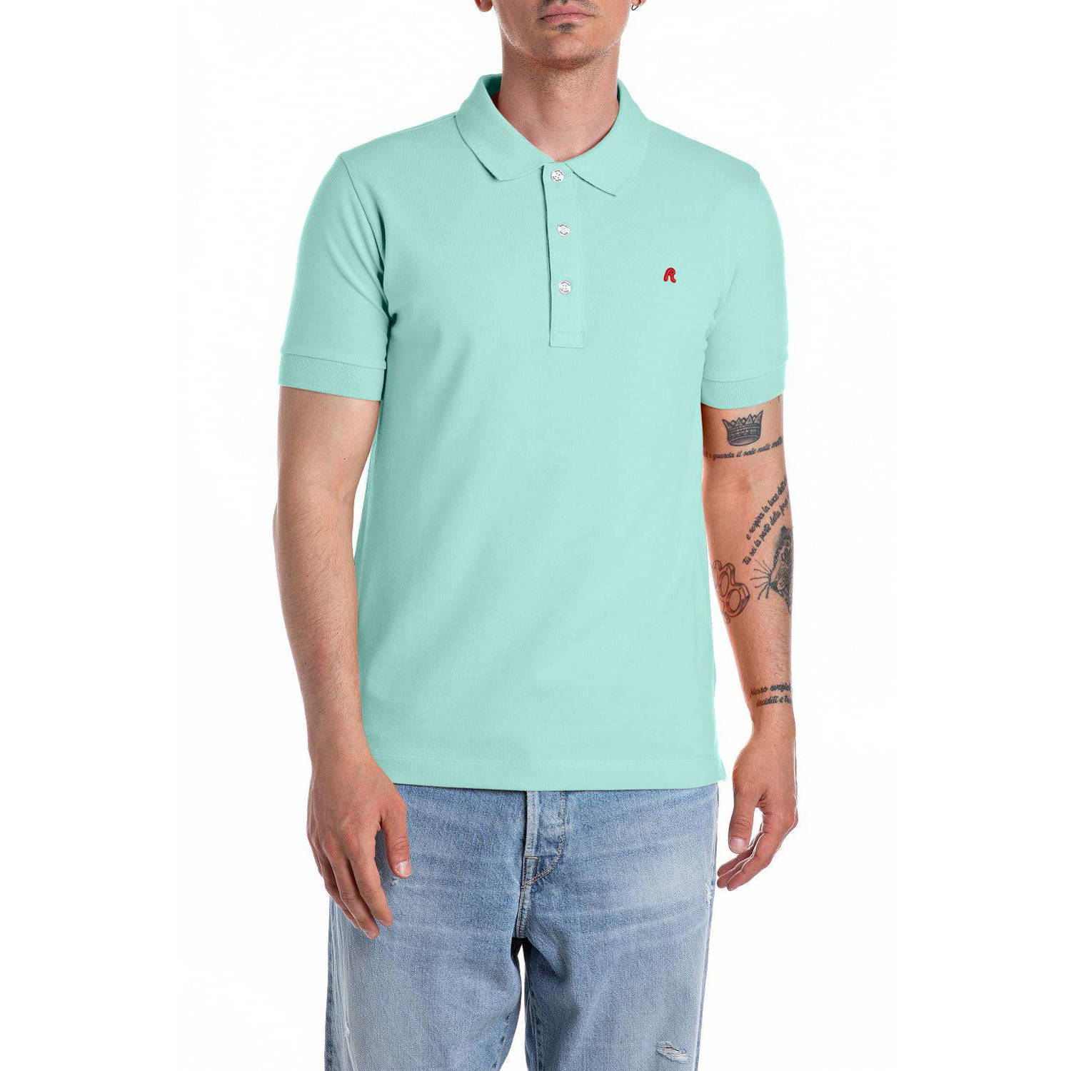 REPLAY regular polo mintgroen