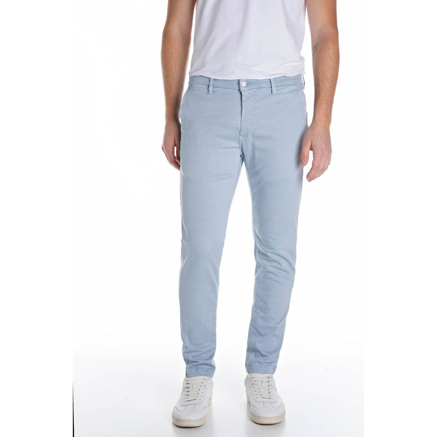 REPLAY slim fit chino ZEUMAR lichtblauw