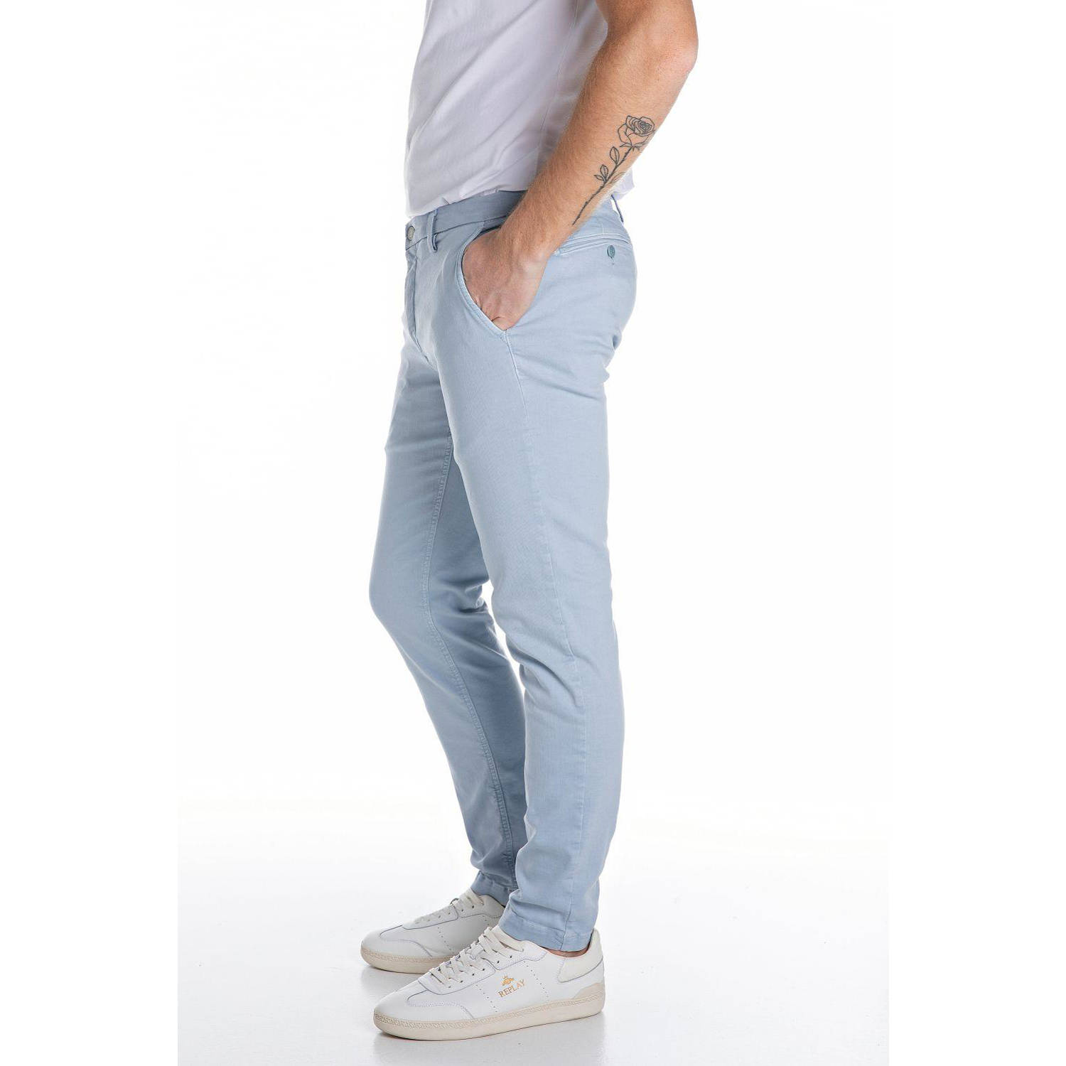 REPLAY slim fit chino ZEUMAR lichtblauw