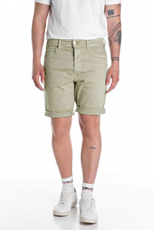 tapered denim short beige