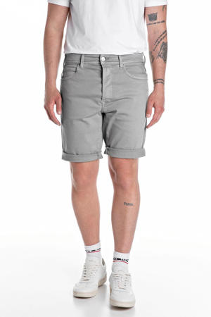 tapered denim short grijs