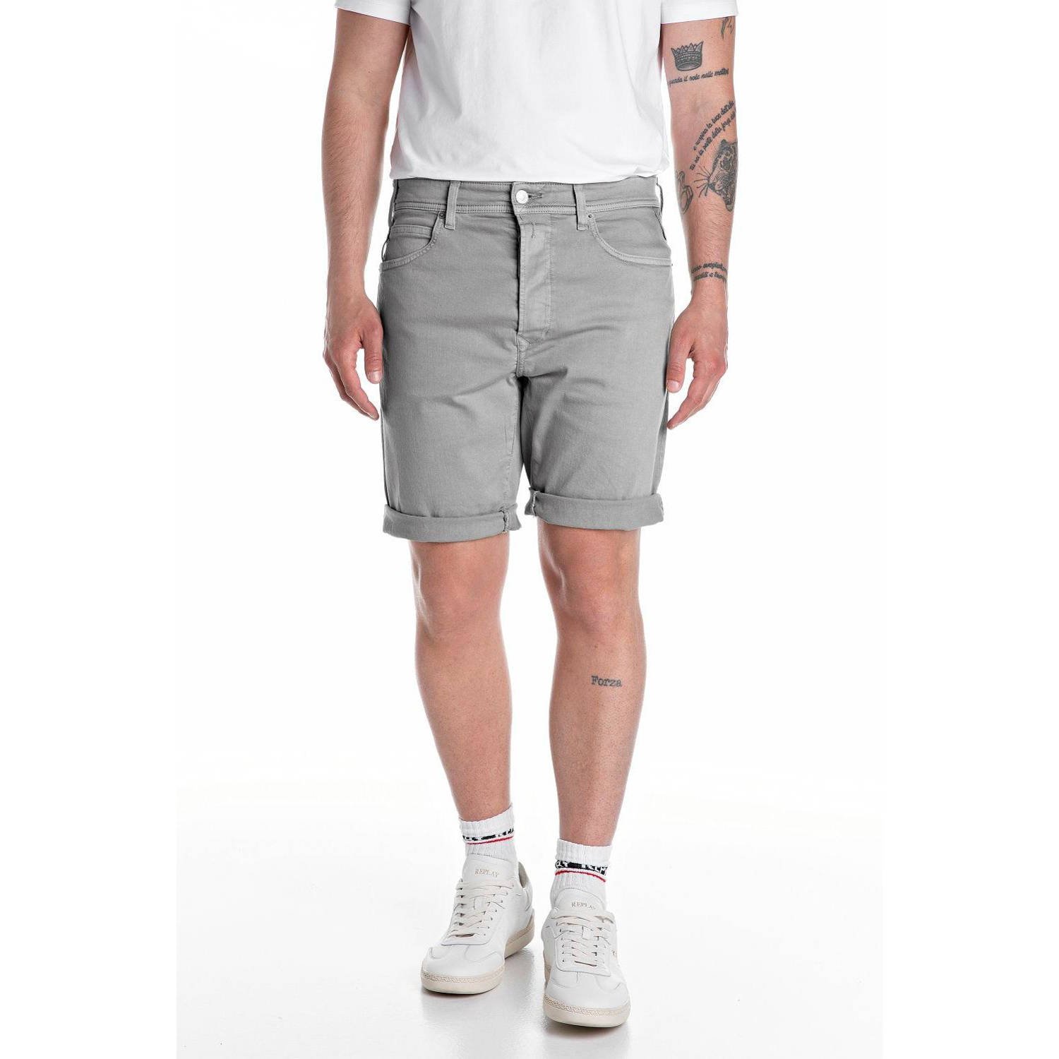 REPLAY tapered denim short grijs