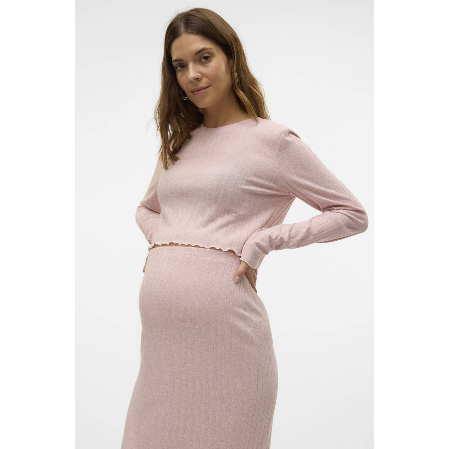 MAMALICIOUS zwangerschaps cropped top lichtroze
