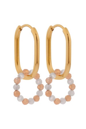 gold plated oorbellen Oval Orange Hoops