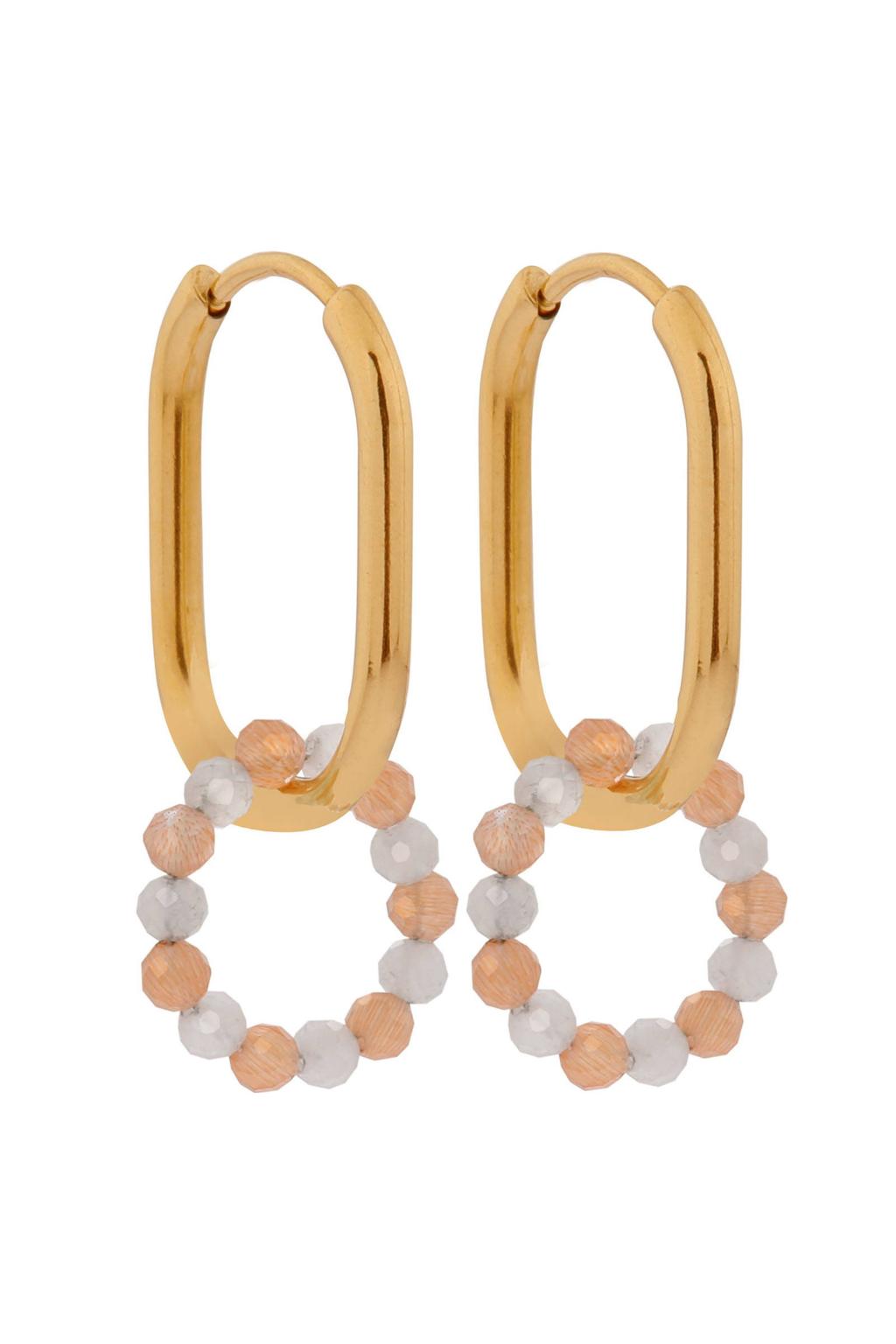 Label Kiki gold plated oorbellen Oval Orange Hoops