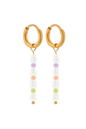 gold plated oorbellen Colorful Pearl Hoops