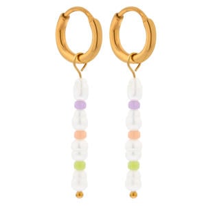 gold plated oorbellen Colorful Pearl Hoops