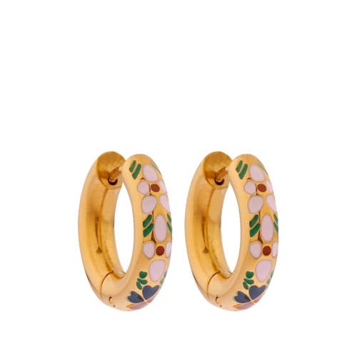 Label Kiki gold plated oorbellen Pink Flower Hoops afbeelding