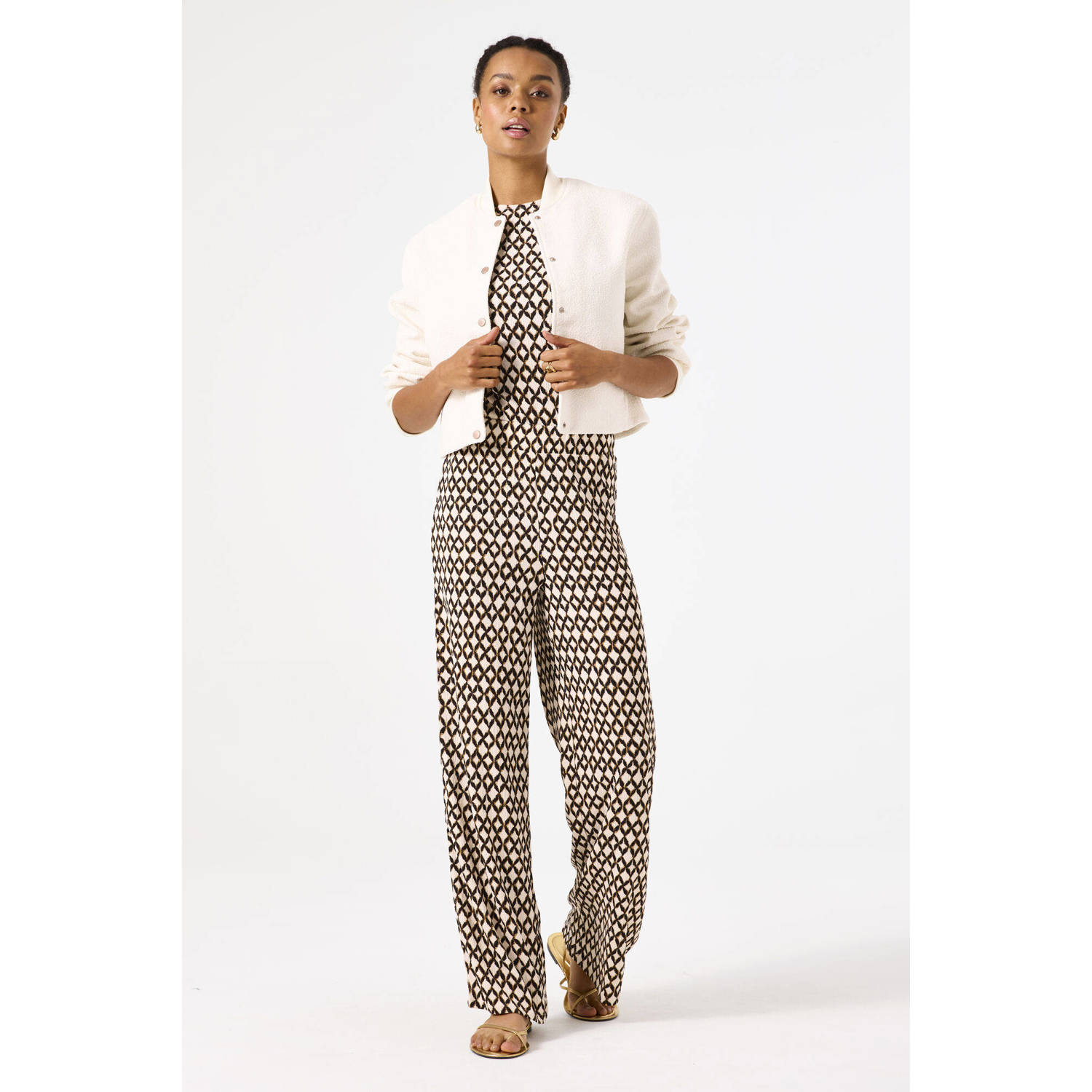 Garcia wide leg regular waist casual broek wit