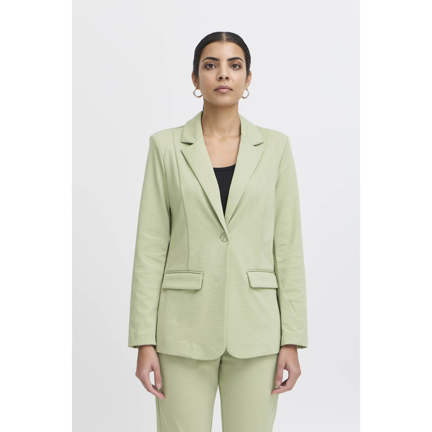 Ichi Elegante Blazer Jas Thee Kleur Green Dames