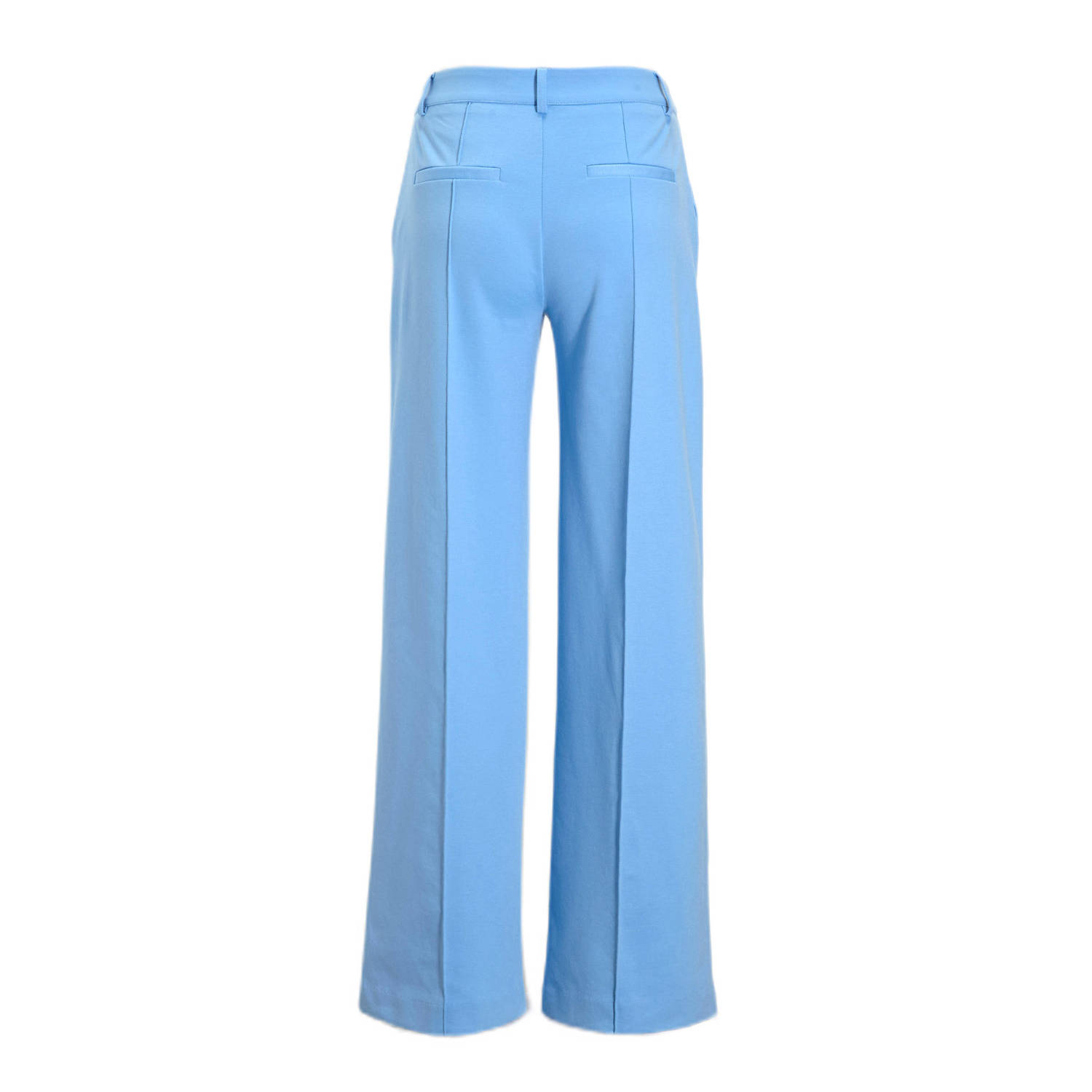 ICHI wide leg regular waist pantalon blauw