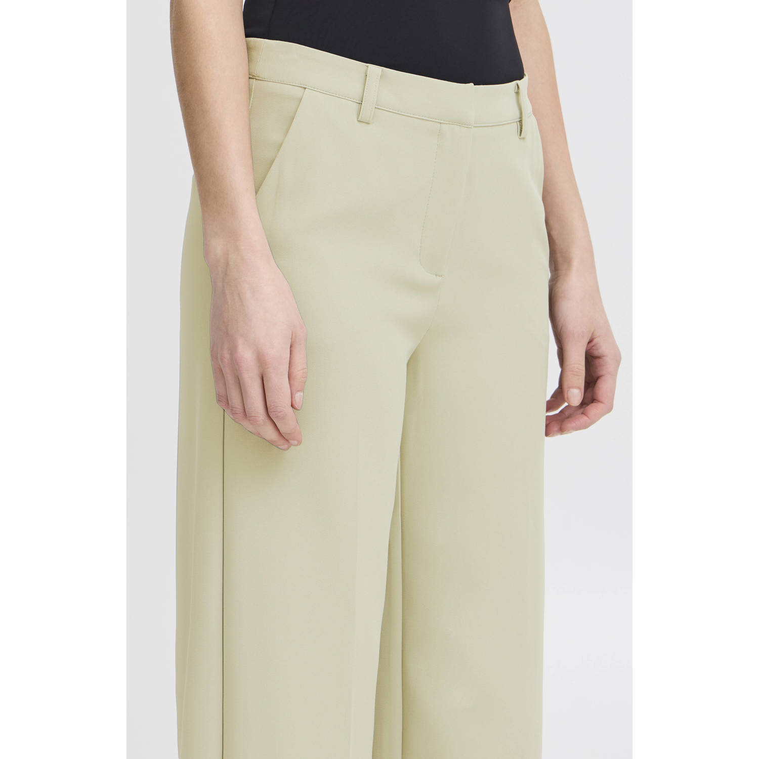 ICHI straight high waist pantalon lichtgroen