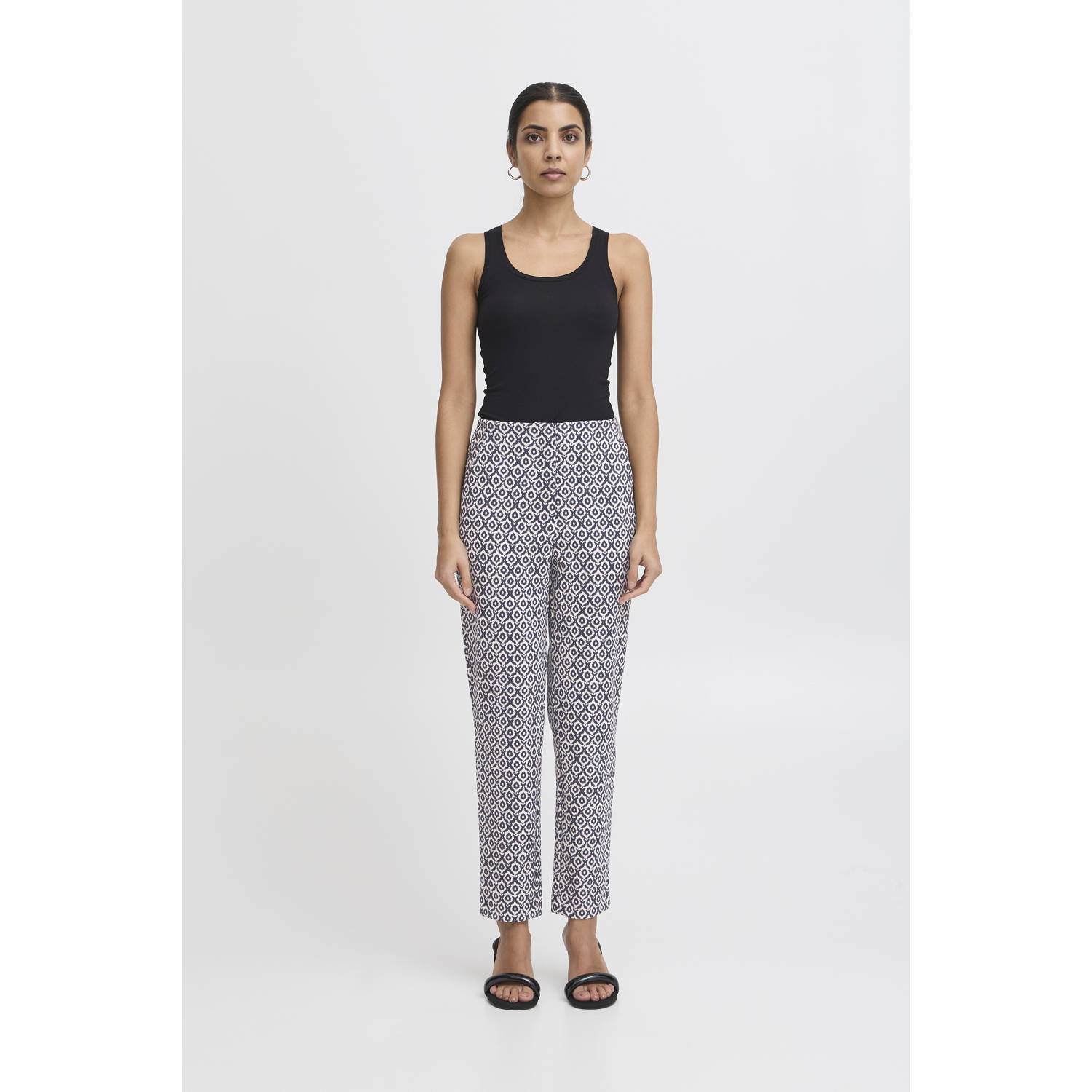 Ichi Hoge Taille Print Broek Eclipse Ikat Multicolor Dames