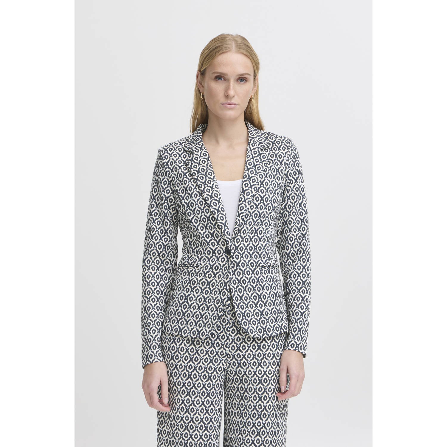 ICHI getailleerde blazer donkerblauw