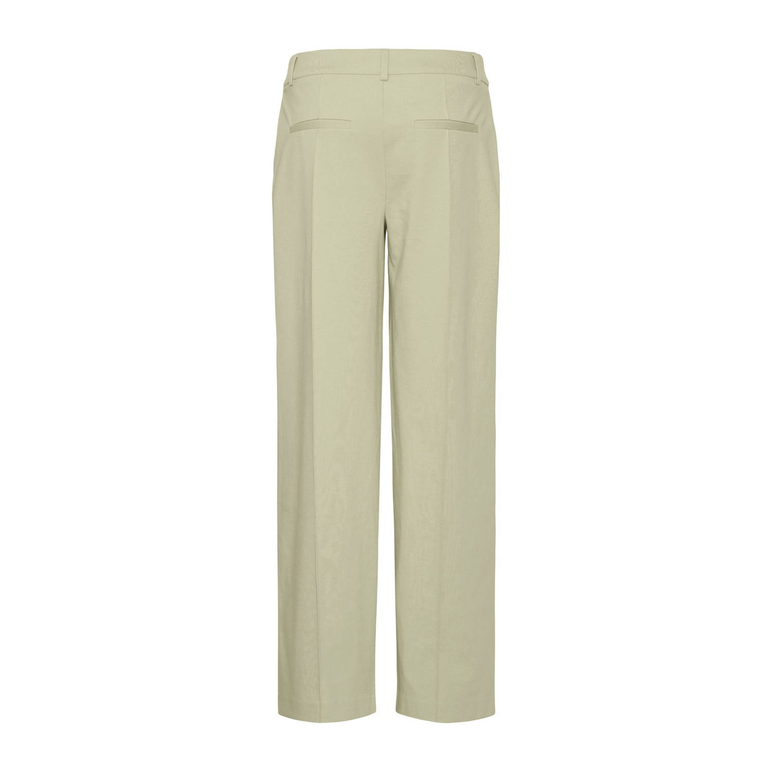 ICHI wide leg regular waist pantalon lichtgroen