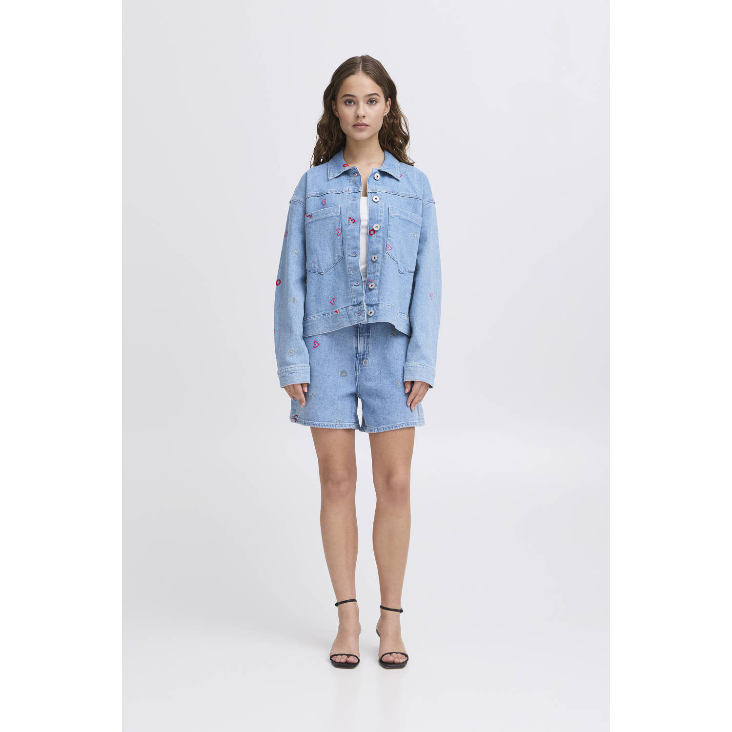 ICHI spijkerjas light blue denim