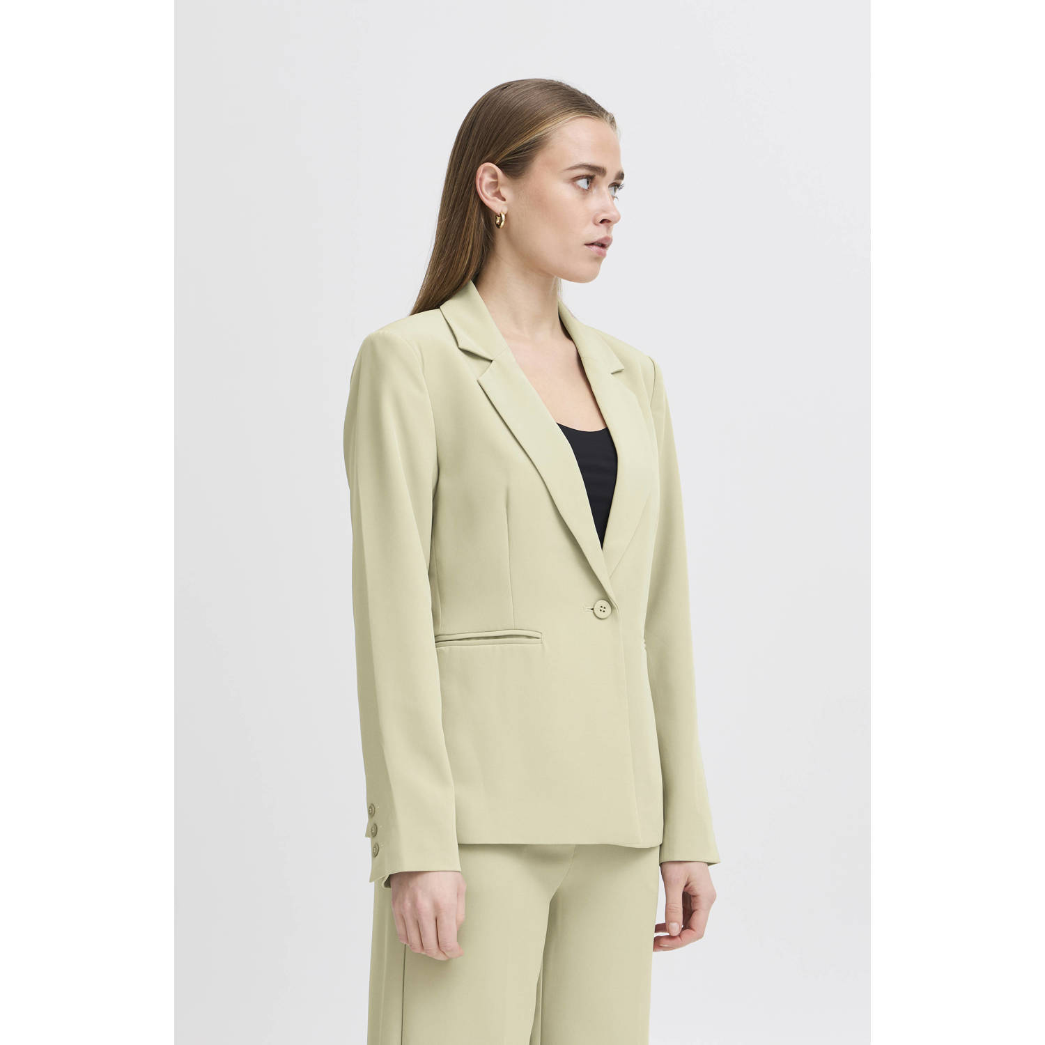 ICHI regular blazer olijfgroen