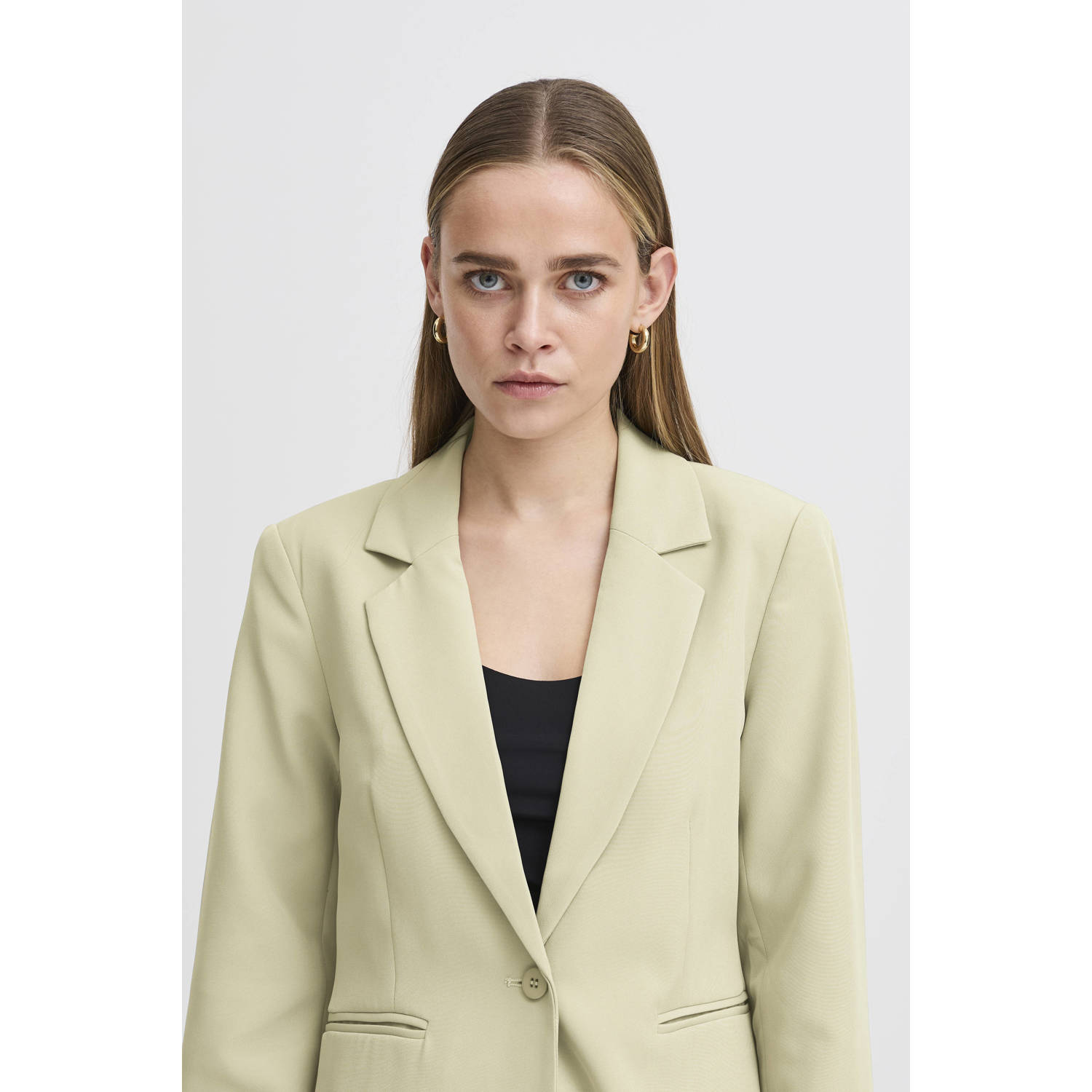 ICHI regular blazer olijfgroen