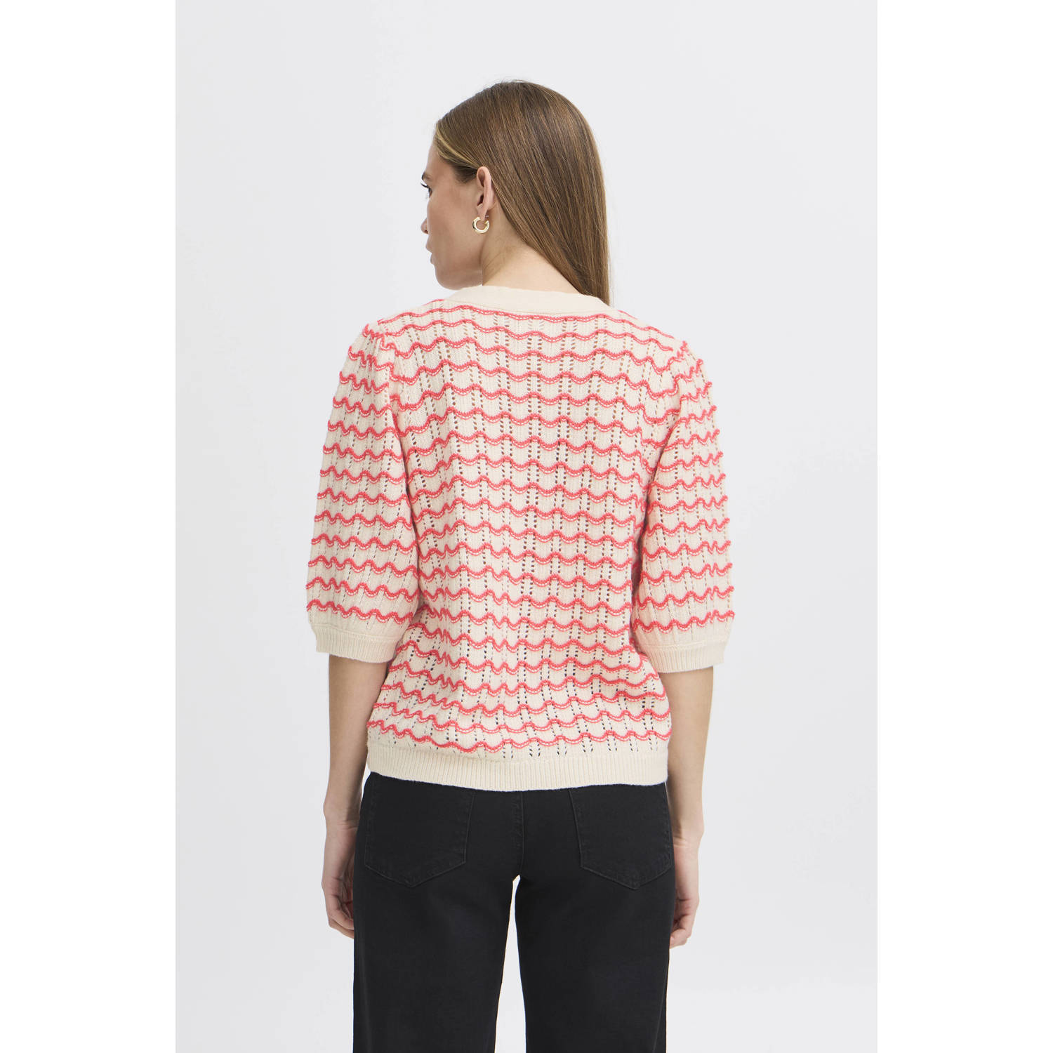 ICHI vest rood fijn gebreid