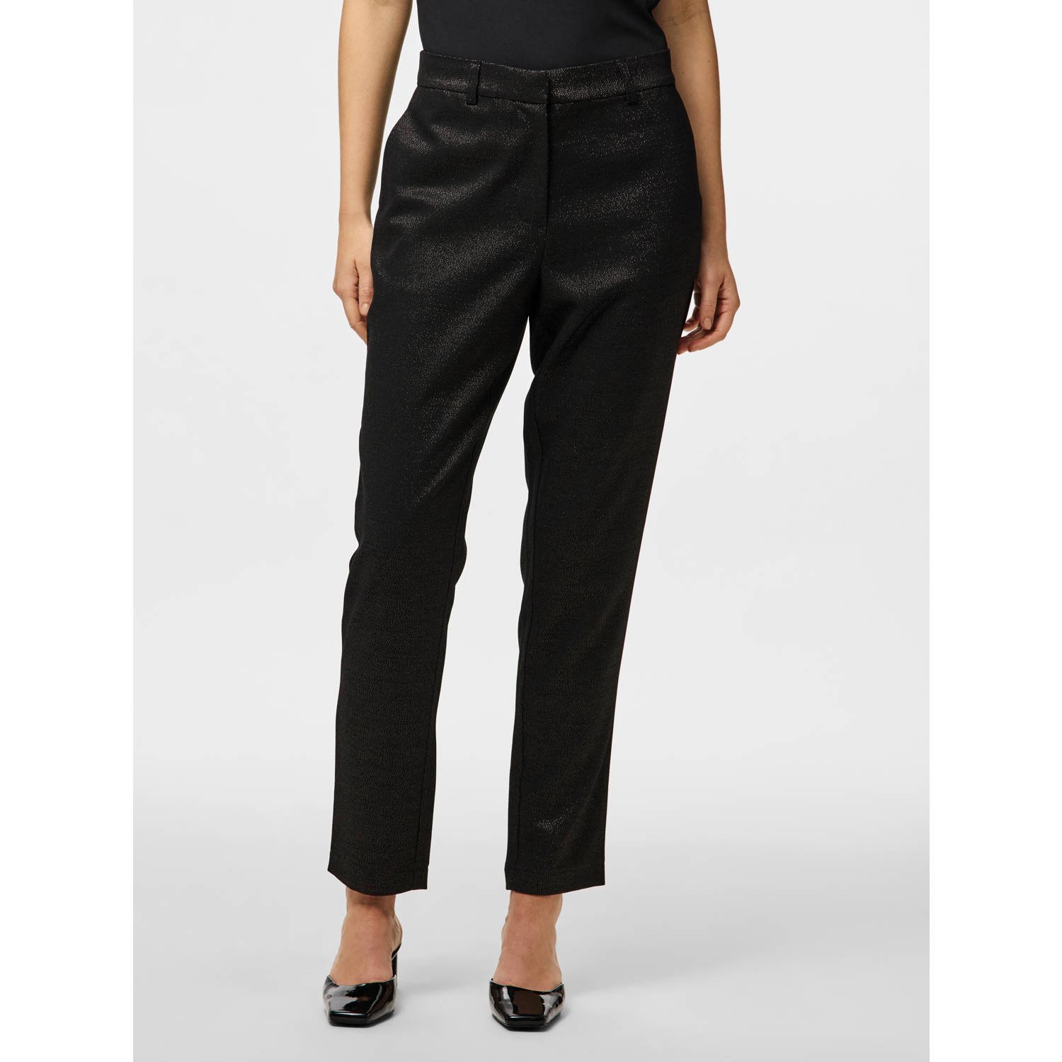 PIECES straight fit broek zwart met glitter PCBOSELLA
