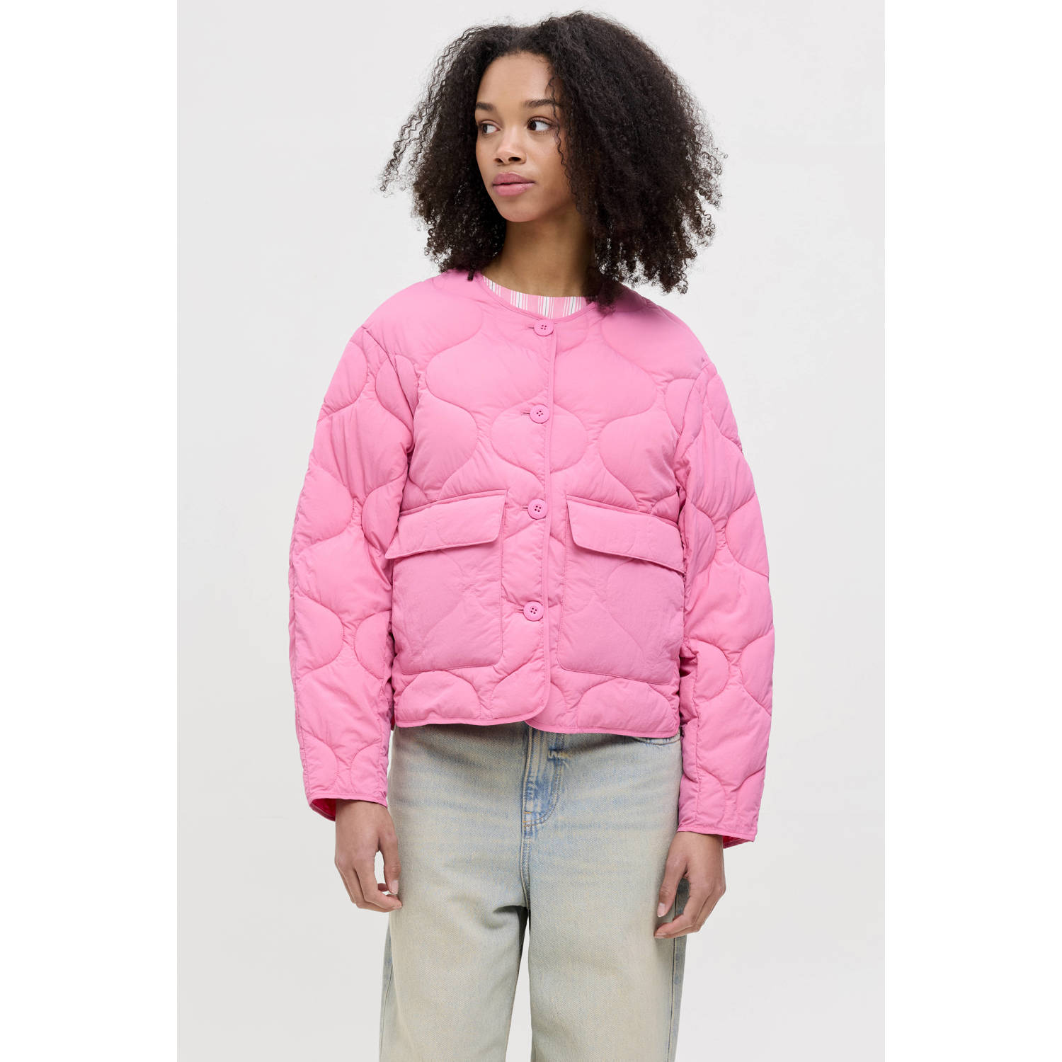 JJXX gewatteerde jas quilted roze