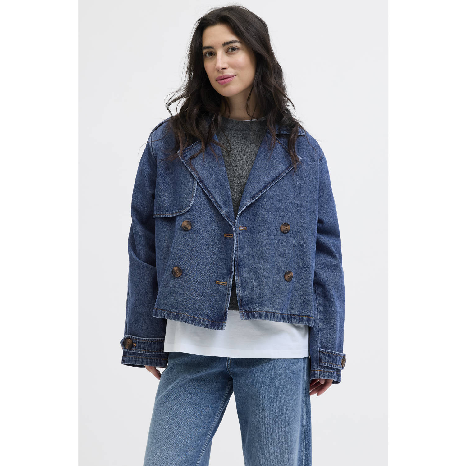 JJXX denim trenchcoat dark blue denim