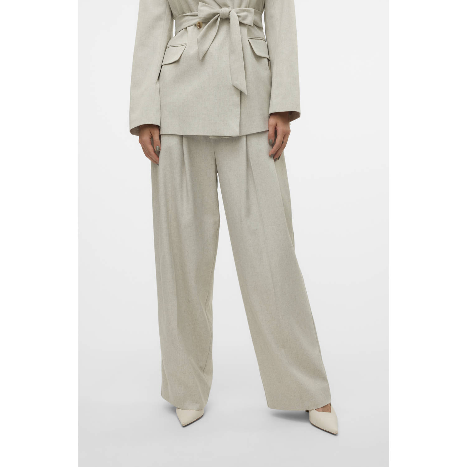 AWARE wide leg high waist broek beige