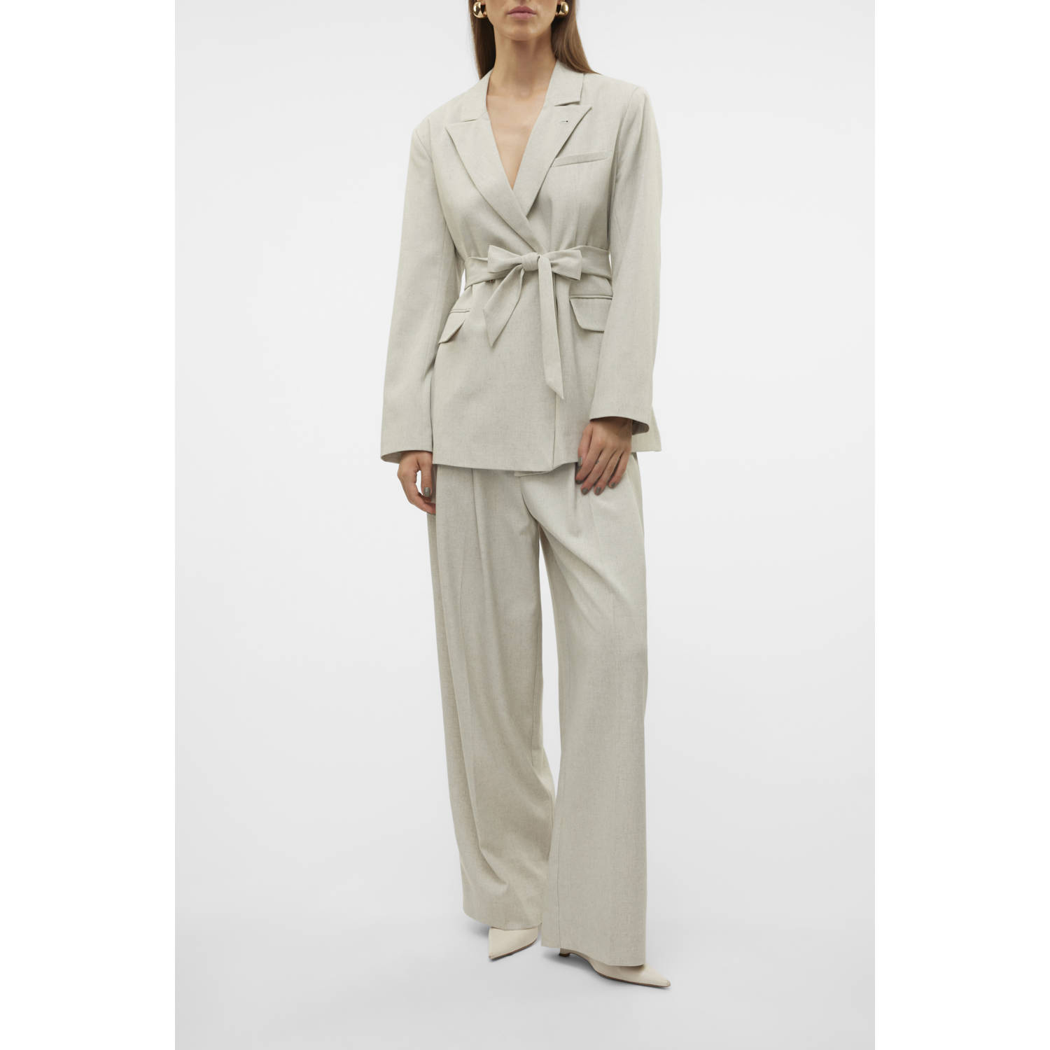 AWARE wide leg high waist broek beige